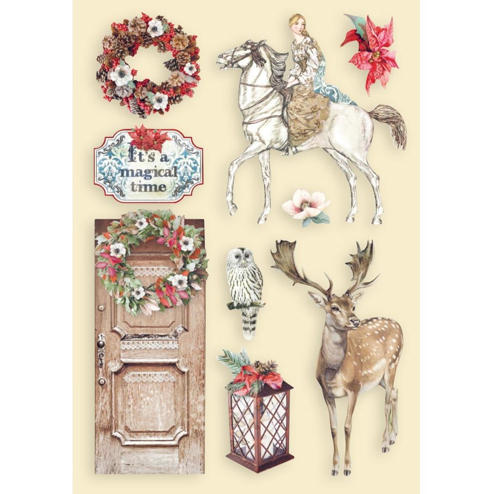 Wooden frame colorato Winter Tales Cavallo e Renna