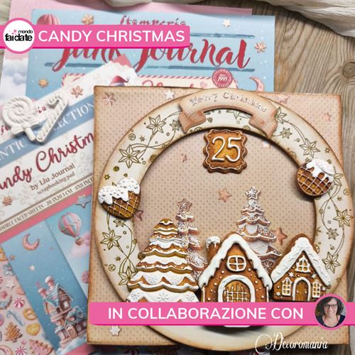 Ghirlanda natalizia con Candy Christmas Stamperia